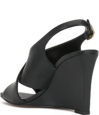 Vince Camuto Ameira Leather Cross Band Slingback Wedge Sandals