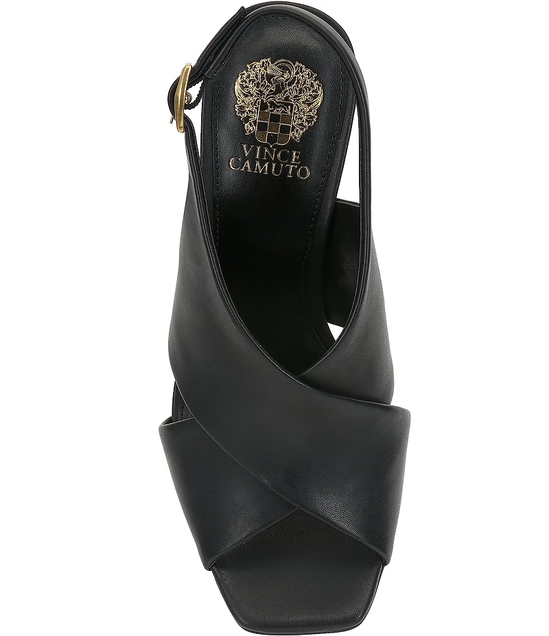 Vince Camuto Ameira Leather Cross Band Slingback Wedge Sandals