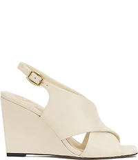Vince Camuto Ameira Leather Cross Band Slingback Wedge Sandals