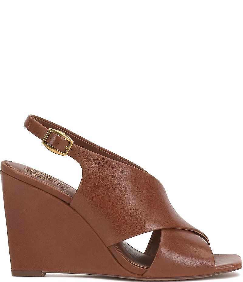 Vince Camuto Ameira Leather Cross Band Slingback Wedge Sandals