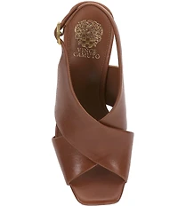 Vince Camuto Ameira Leather Cross Band Slingback Wedge Sandals