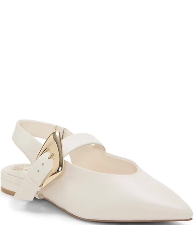 Vince Camuto Amoret Leather Buckle Hardware Mary Jane Slingback Flats