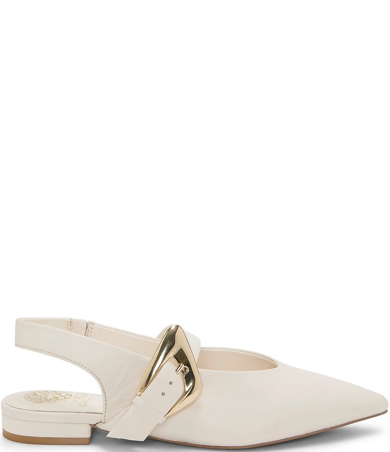 Vince Camuto Amoret Leather Buckle Hardware Mary Jane Slingback Flats