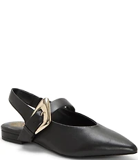 Vince Camuto Amoret Leather Buckle Hardware Mary Jane Slingback Flats