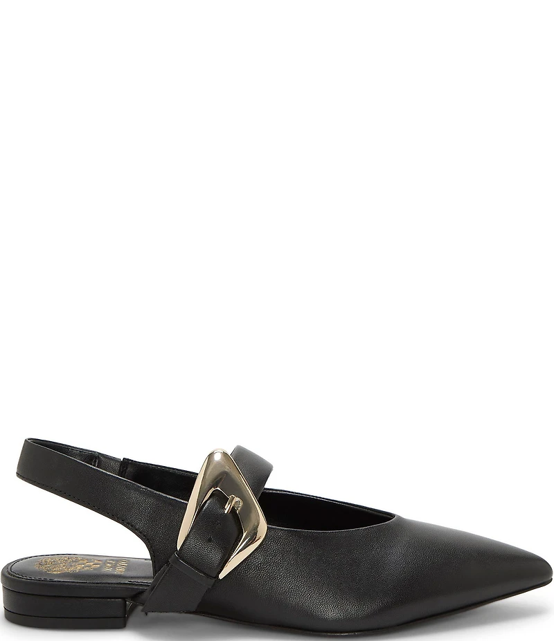 Vince Camuto Amoret Leather Buckle Hardware Mary Jane Slingback Flats