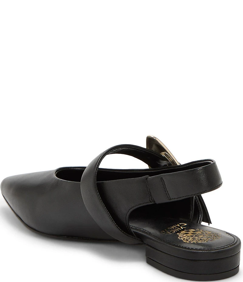 Vince Camuto Amoret Leather Buckle Hardware Mary Jane Slingback Flats