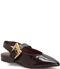 Vince Camuto Amoret Patent Leather Buckle Hardware Mary Jane Slingback Flats
