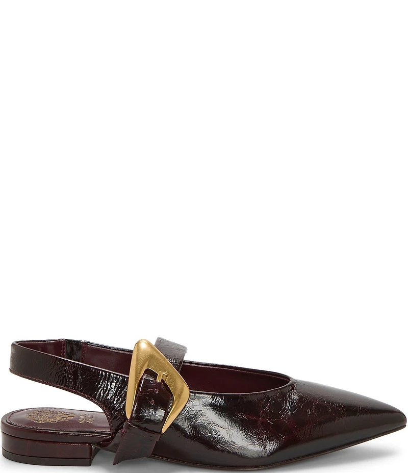 Vince Camuto Amoret Patent Leather Buckle Hardware Mary Jane Slingback Flats