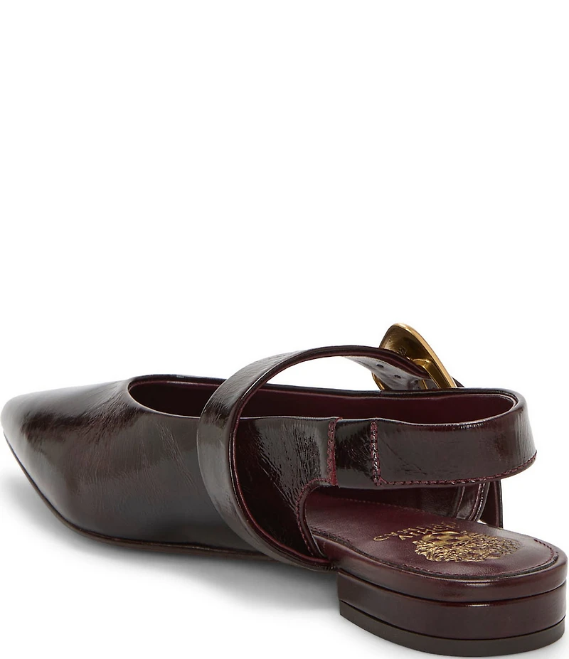 Vince Camuto Amoret Patent Leather Buckle Hardware Mary Jane Slingback Flats