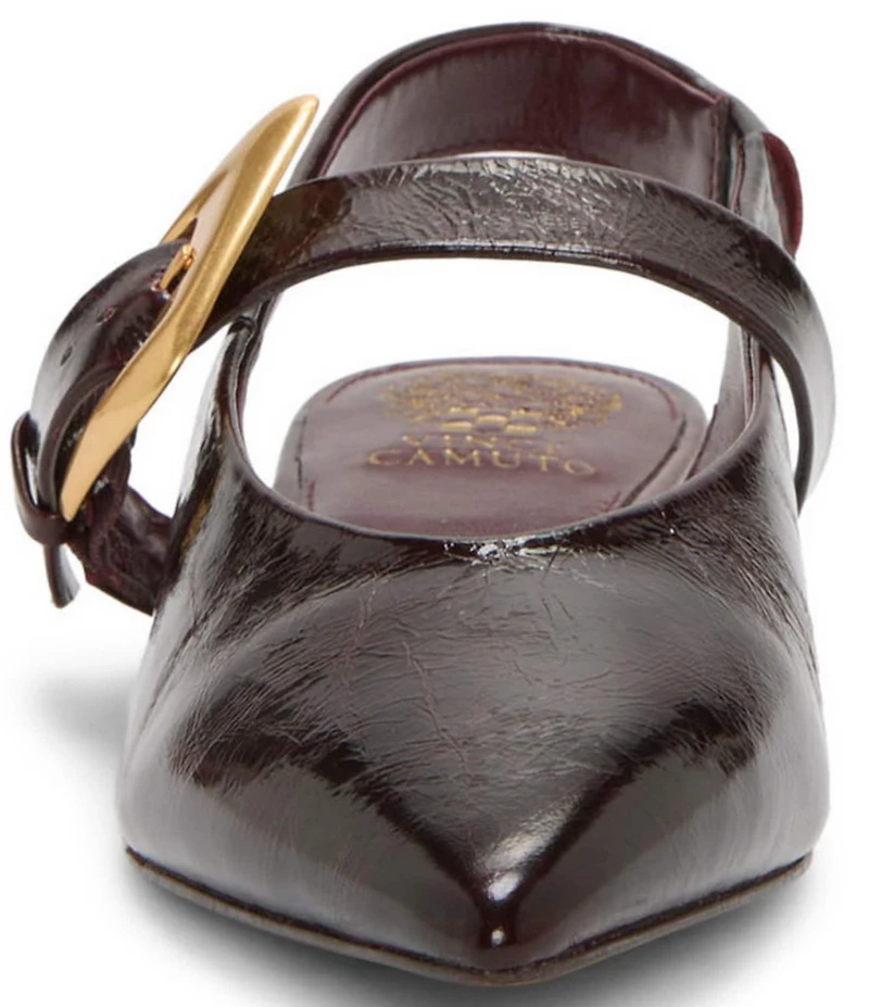 Vince Camuto Amoret Patent Leather Buckle Hardware Mary Jane Slingback Flats