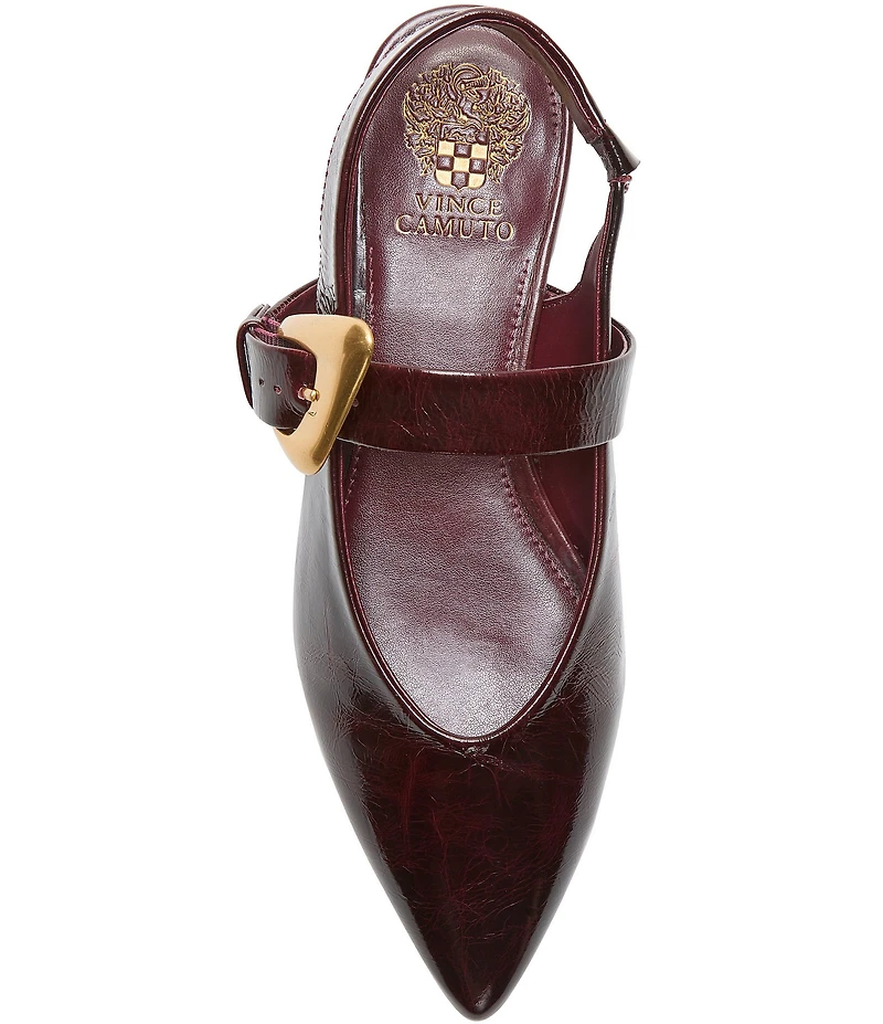 Vince Camuto Amoret Patent Leather Buckle Hardware Mary Jane Slingback Flats