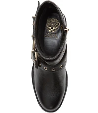 Vince Camuto Arielle Leather Multi Buckle Hardware Moto Booties