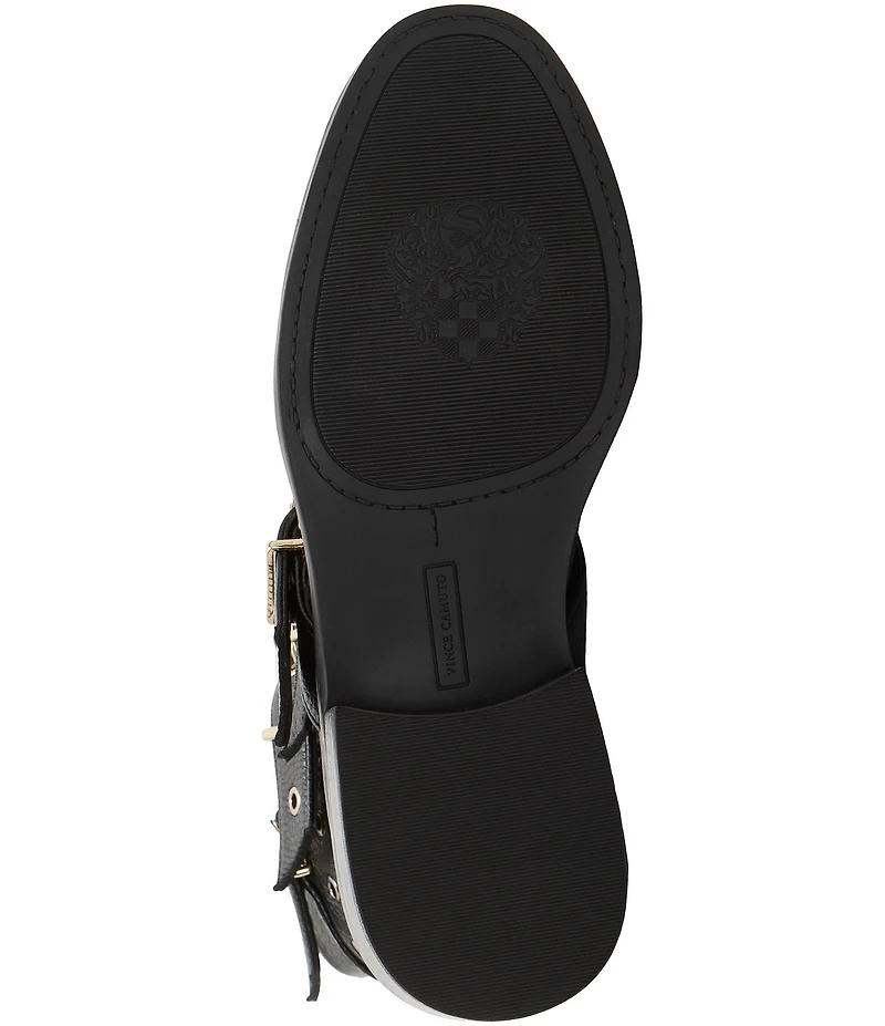 Vince Camuto Arielle Leather Multi Buckle Hardware Moto Booties