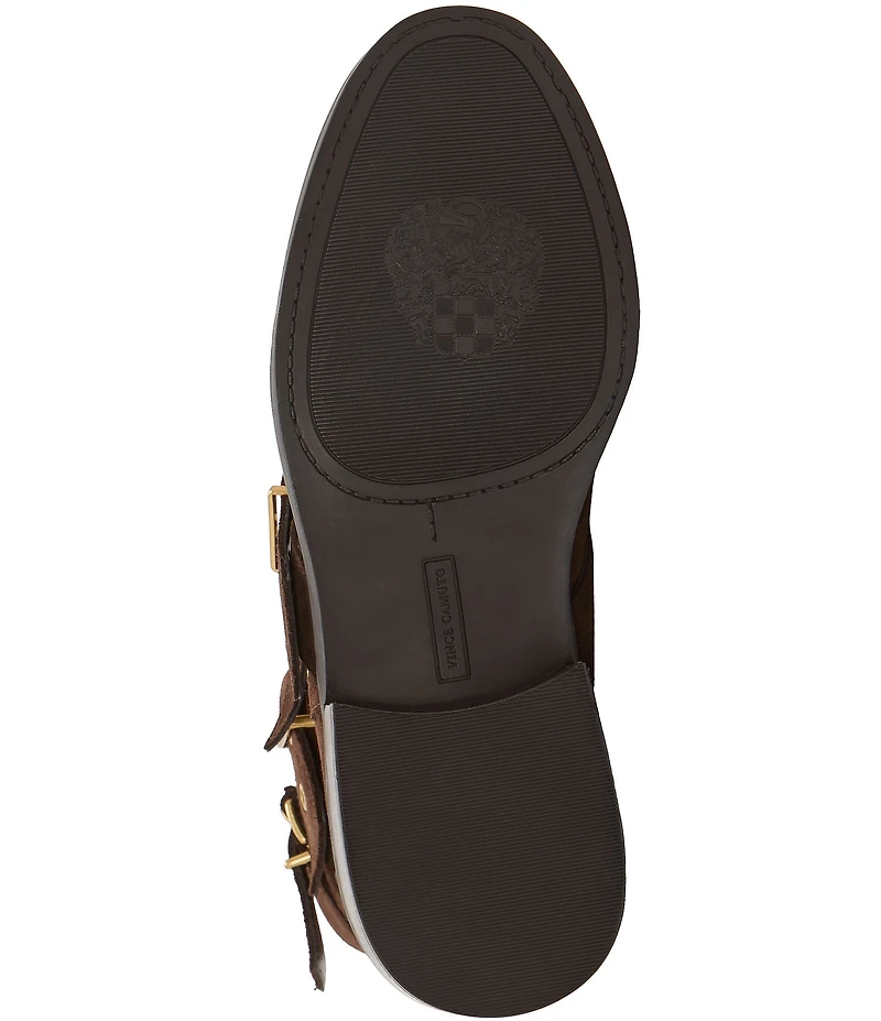 Vince Camuto Arielle Suede Multi Buckle Hardware Moto Booties