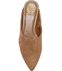 Vince Camuto Arlette Croco Embossed Suede Pointed Toe Mules