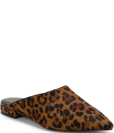 Vince Camuto Arlette Leopard Print Haircalf Pointed Toe Mules