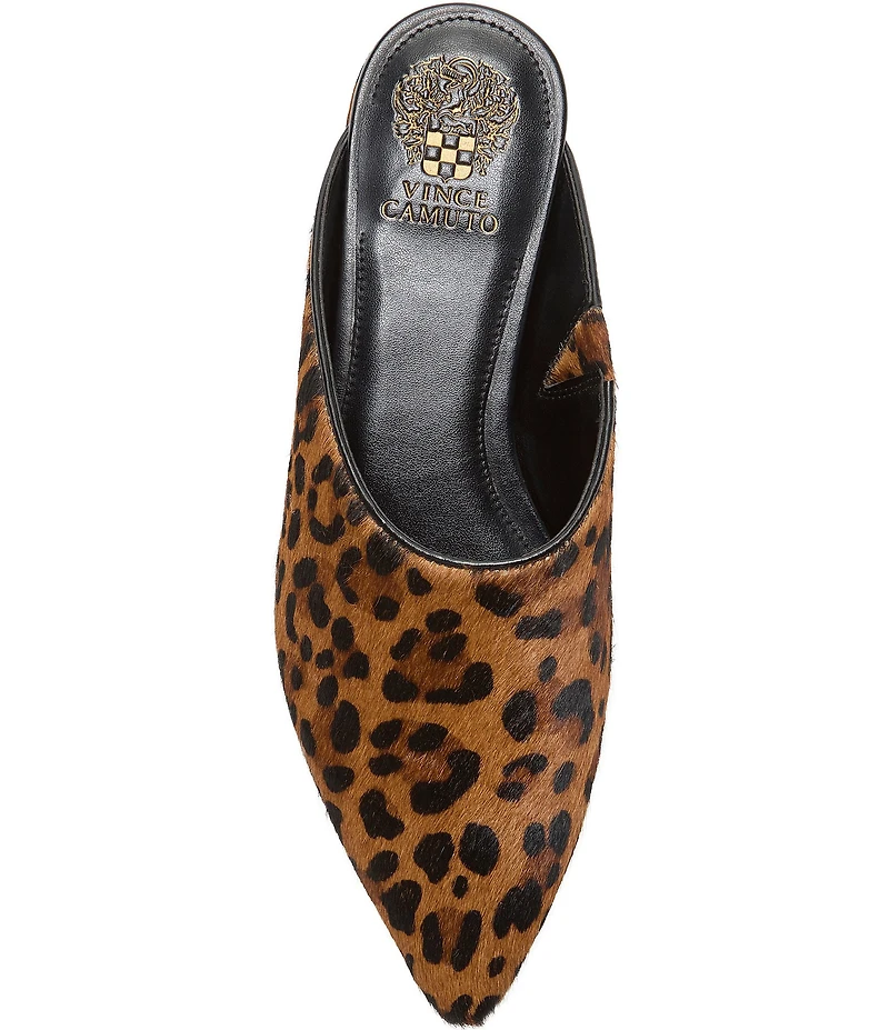 Vince Camuto Arlette Leopard Print Haircalf Pointed Toe Mules