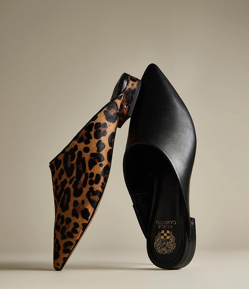 Vince Camuto Arlette Leopard Print Haircalf Pointed Toe Mules