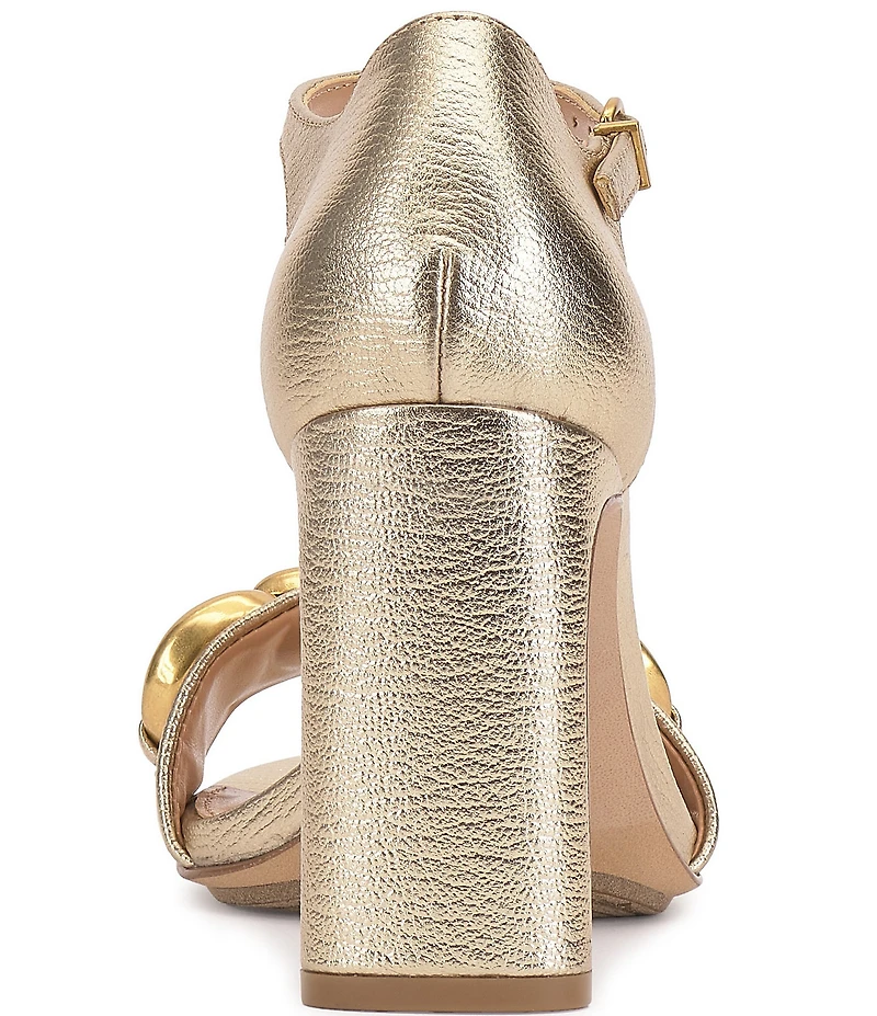 Vince Camuto Aurelia Metallic Leather Chain Link Hardware Dress Sandals