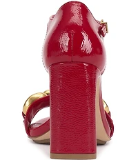 Vince Camuto Aurelia Patent Leather Chain Link Hardware High Heel Dress Sandals