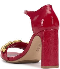 Vince Camuto Aurelia Patent Leather Chain Link Hardware High Heel Dress Sandals