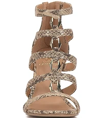 Vince Camuto Azelie Snake Print Hardware Detail Gladiator Dress Sandals