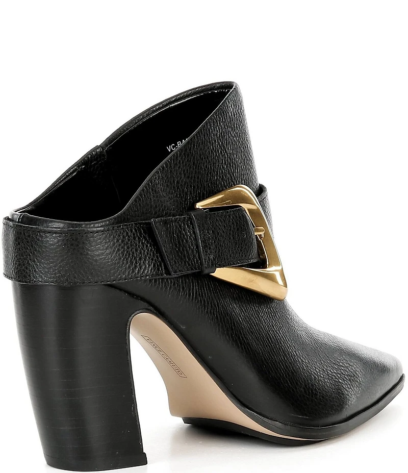 Vince Camuto Baily Leather Big Buckle Hardware Strap Pointed Toe Mules