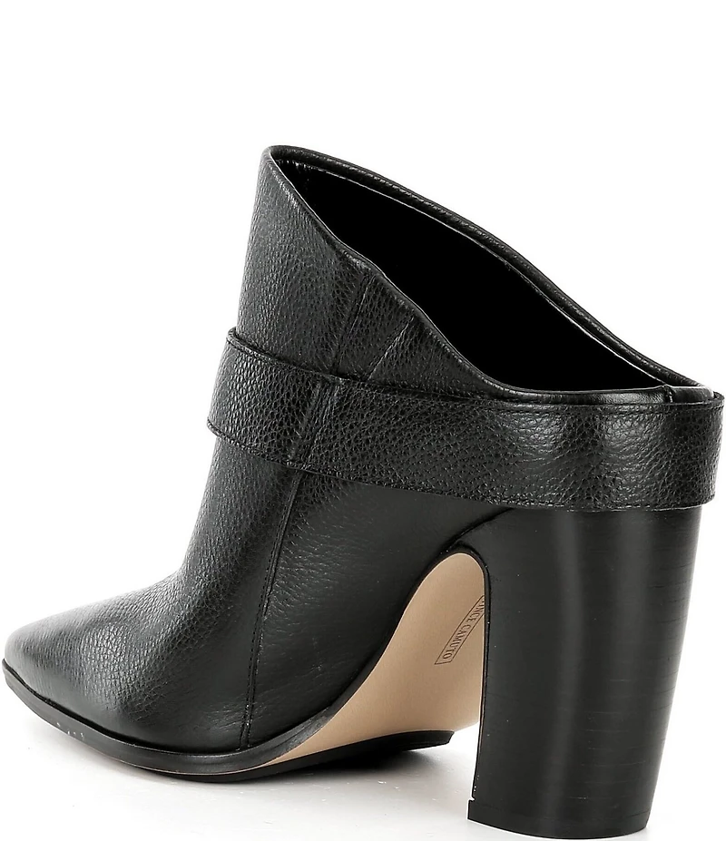 Vince Camuto Baily Leather Big Buckle Hardware Strap Pointed Toe Mules