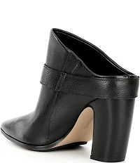 Vince Camuto Baily Leather Big Buckle Hardware Strap Pointed Toe Mules