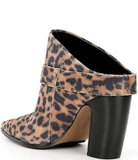 Vince Camuto Baily Leopard Print Suede Big Buckle Hardware Pointed Toe Dress Mules