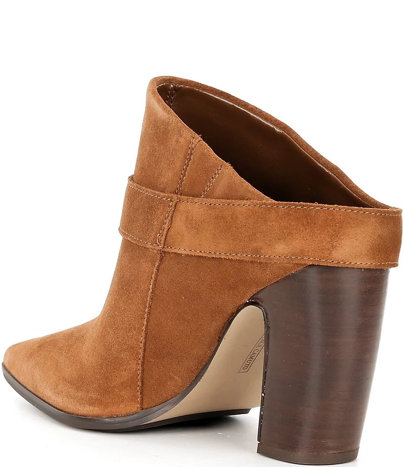 Vince Camuto Baily Suede Big Buckle Hardware Strap Pointed Toe Dress Mules