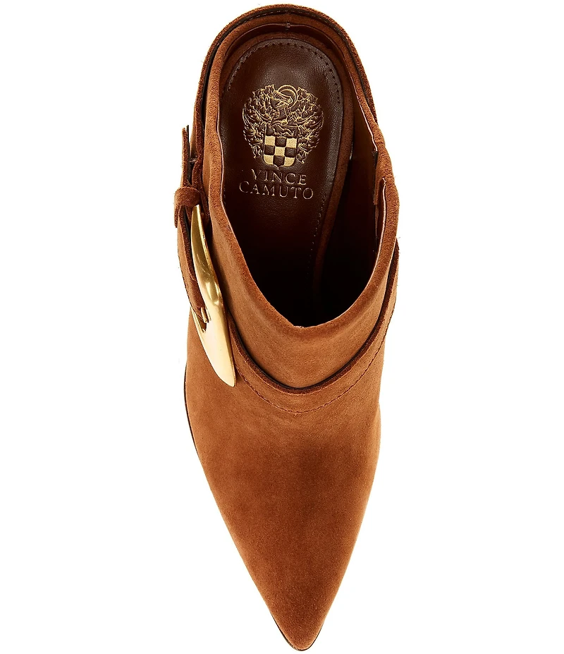 Vince Camuto Baily Suede Big Buckle Hardware Strap Pointed Toe Dress Mules