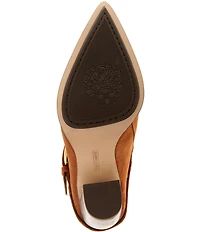 Vince Camuto Baily Suede Big Buckle Hardware Strap Pointed Toe Dress Mules