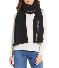 Vince Camuto Basketweave Whipstitch Fringe Scarf Wrap