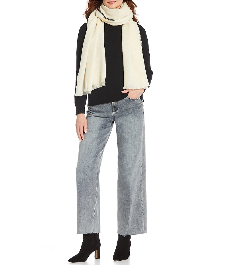 Vince Camuto Basketweave Whipstitch Fringe Scarf Wrap