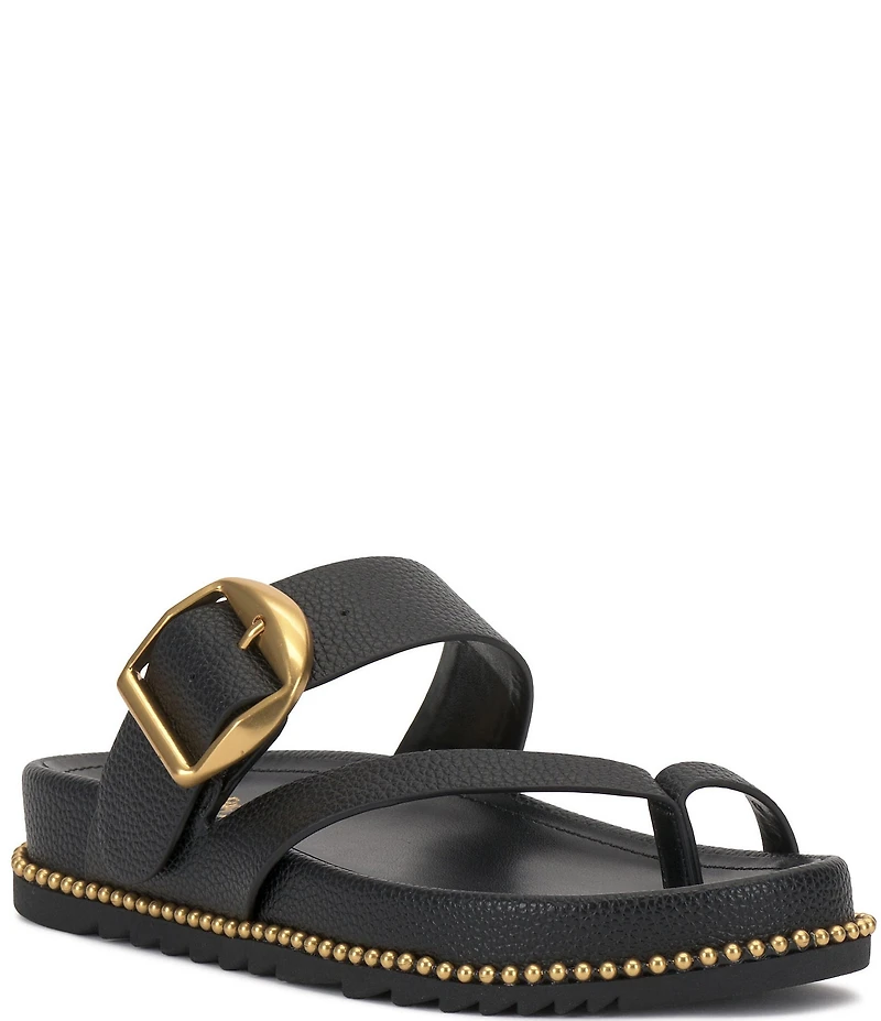 Vince Camuto Camilo Leather Toe Loop Buckle Band Slides