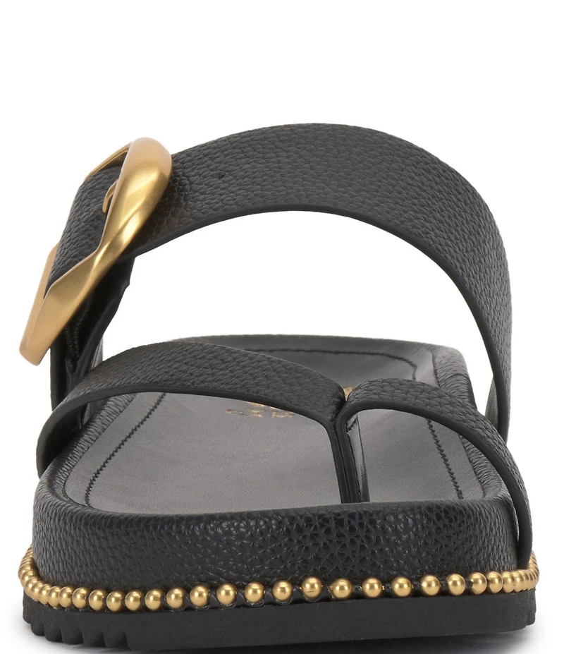 Vince Camuto Camilo Leather Toe Loop Buckle Band Slides