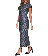Vince Camuto Cap Sleeve Printed Midi Dress