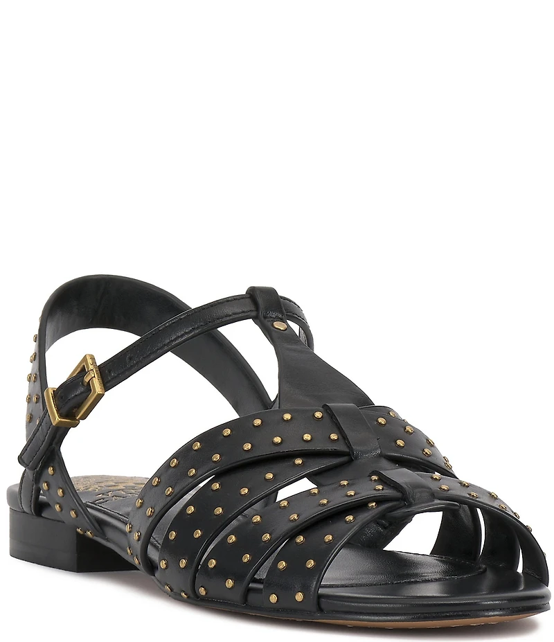 Vince Camuto Chaya Studded Leather Flat Gladiator Sandals
