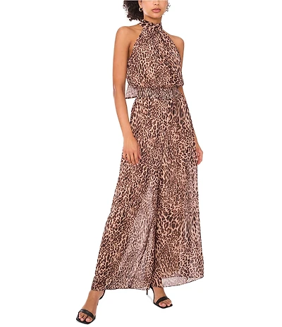 Vince Camuto Chiffon Halter Neck Sleeveless Jumpsuit