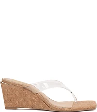 Vince Camuto Cianna Clear Cork Wedge Thong Sandals