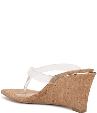 Vince Camuto Cianna Clear Cork Wedge Thong Sandals