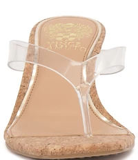 Vince Camuto Cianna Clear Cork Wedge Thong Sandals