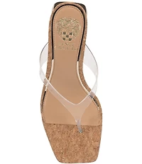 Vince Camuto Cianna Clear Cork Wedge Thong Sandals