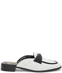 Vince Camuto Cobby Quilted Leather Logo Hardware Mules
