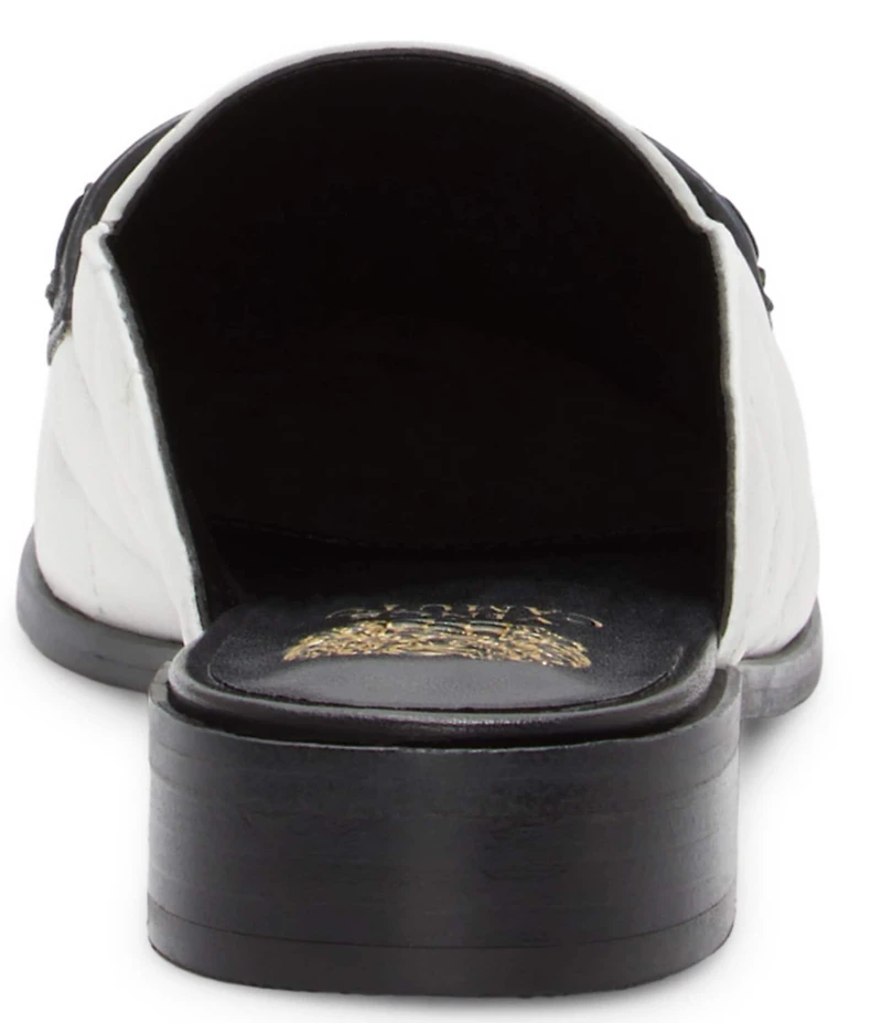 Vince Camuto Cobby Quilted Leather Logo Hardware Mules