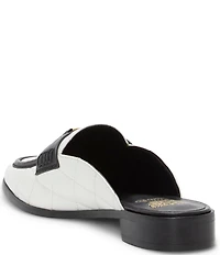 Vince Camuto Cobby Quilted Leather Logo Hardware Mules