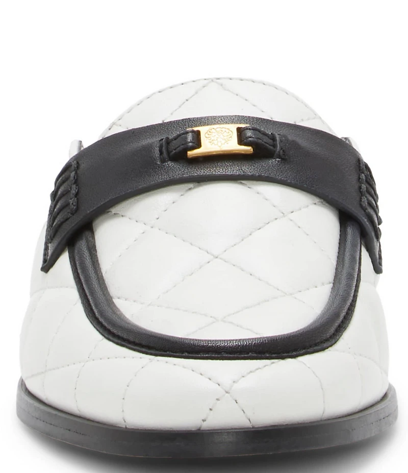 Vince Camuto Cobby Quilted Leather Logo Hardware Mules