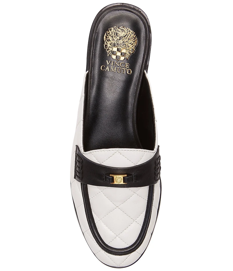 Vince Camuto Cobby Quilted Leather Logo Hardware Mules