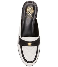 Vince Camuto Cobby Quilted Leather Logo Hardware Mules